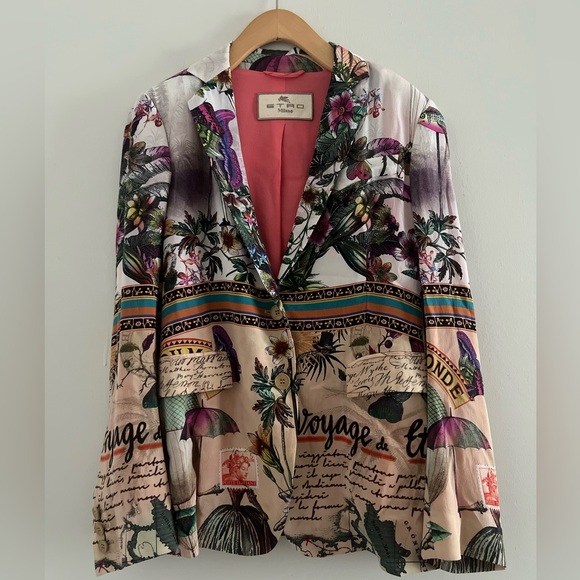 Etro Jackets & Blazers - ETRO Milano Floral Butterfly Pink Blazer Sz 40/4
